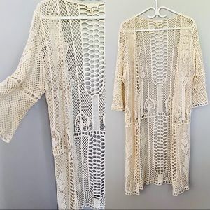 Cream Lace Boho Swim Coverup